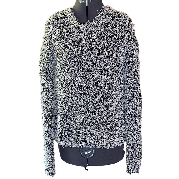 Coquette LAPIS Womens L Y2K Long Sleeve Eyelash Retro Black & White Popover - Picture 1 of 11